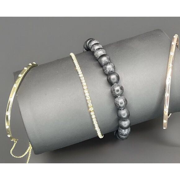 Gold Tone Bracelet (4 Piece Set) Crystal Bead Fashion Style Trendy Chic Stunning - Picture 1 of 12
